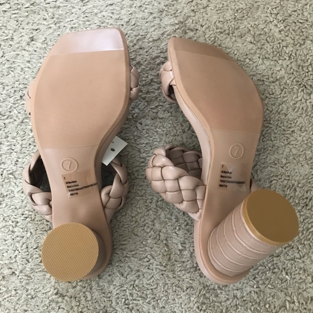 A New Day Braided Strap Nude Block Heel Sandals - Women 7 Brand New - Picture 8 of 9